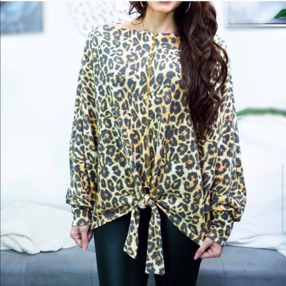New! Clearance Leopard Ultra Soft Twist Knot top - Picture 6 of 8